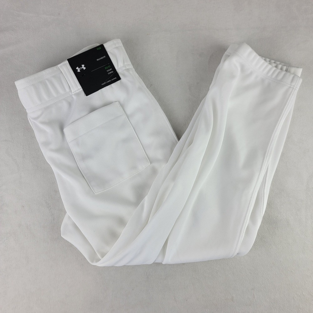 Under Armour Baseball Pants White Youth Loose Fit‎ Athletic YLG Drawstring NEW